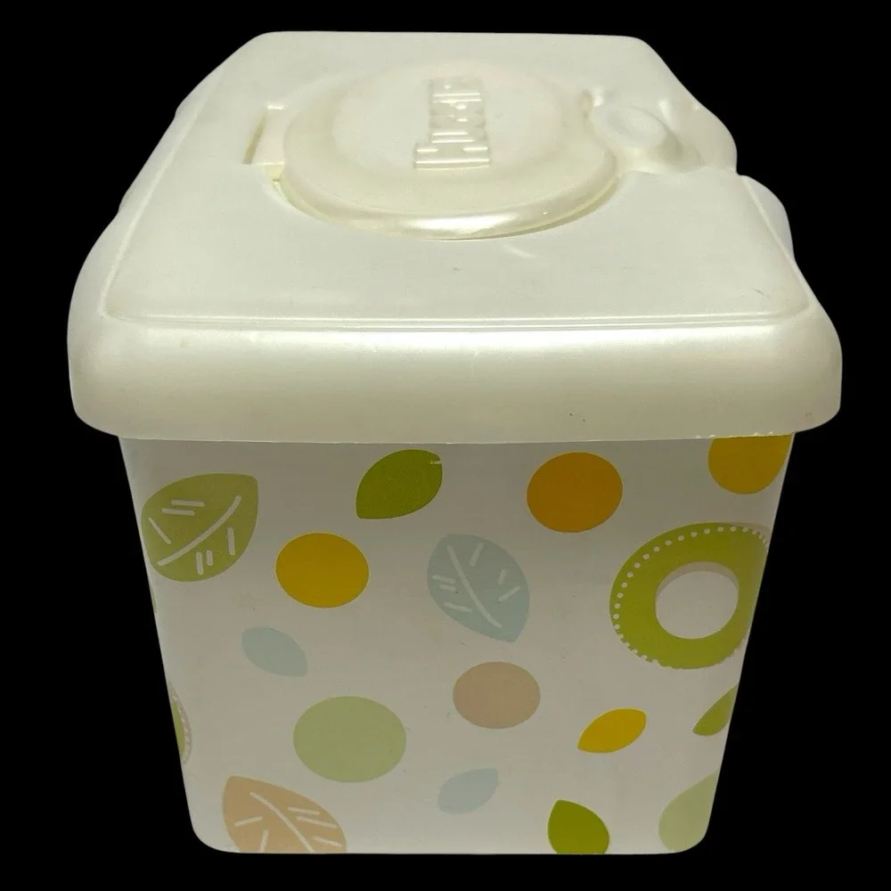 Vintage Huggies Baby Wipes Container EMPTY Plastic Tub Leaf Pattern Pop Up *Read
